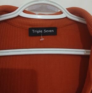 Triple 7 Orange Ribbed Blouse